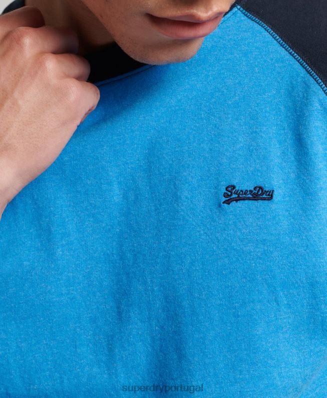 top de beisebol de manga comprida essencial de algodão orgânico homens marinha roupas Superdry 2208H1587