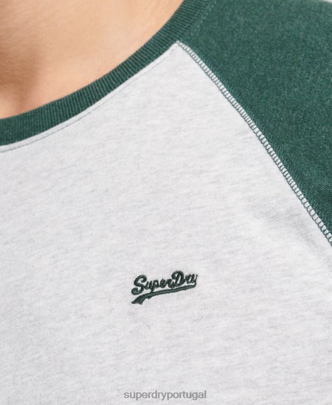 top de beisebol de manga comprida essencial de algodão orgânico homens verde roupas Superdry 2208H1464