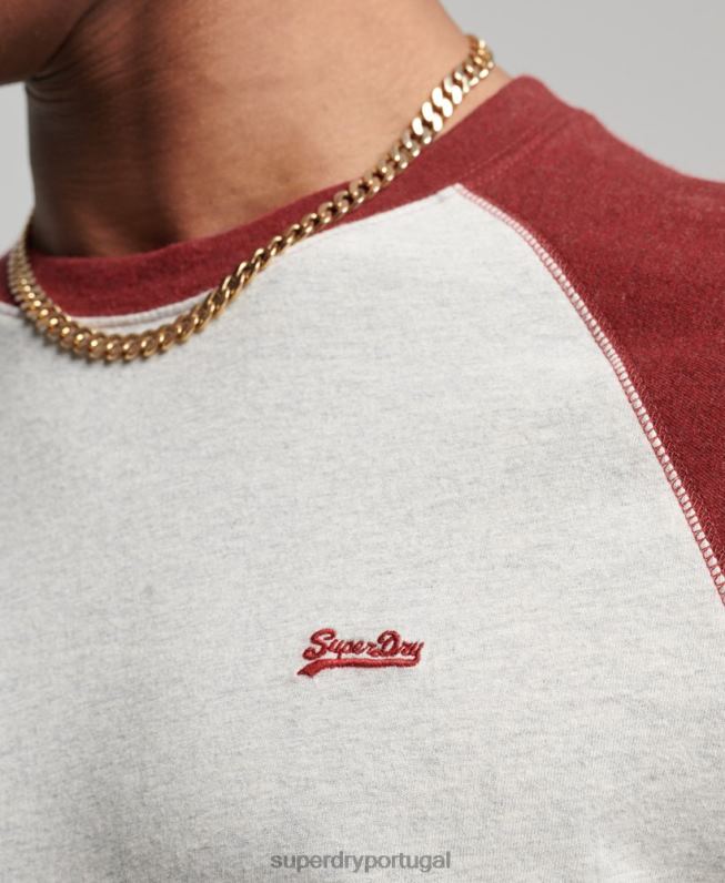 top de beisebol de manga comprida essencial de algodão orgânico homens vermelho roupas Superdry 2208H1518