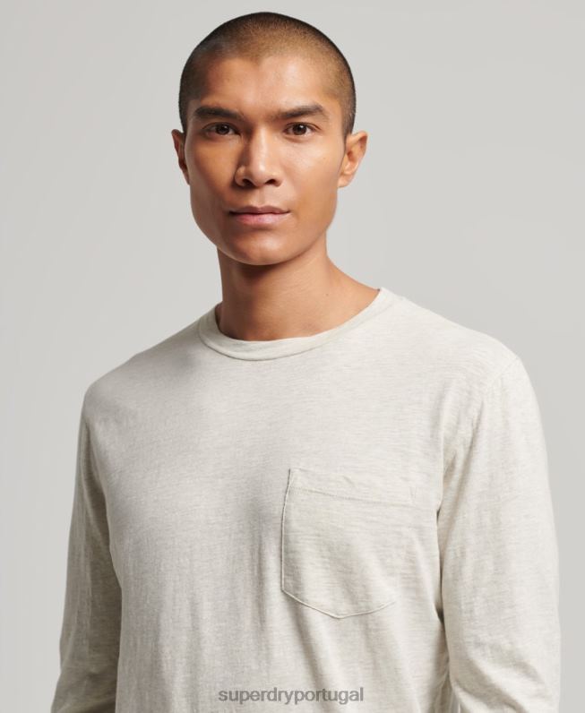 top de jérsei de manga comprida homens branco roupas Superdry 2208H1516