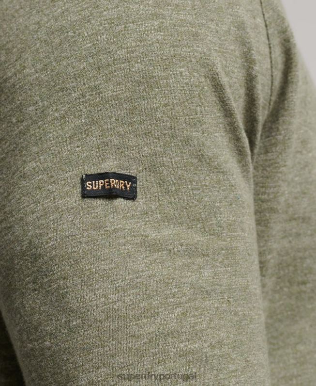 top de jérsei de manga comprida homens caqui roupas Superdry 2208H1541