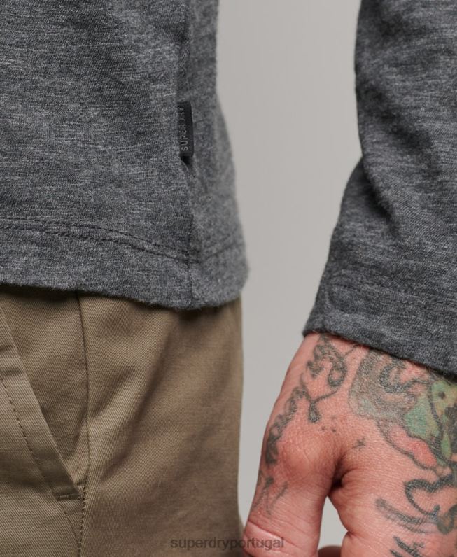 top de jérsei de manga comprida homens cinza escuro roupas Superdry 2208H6449