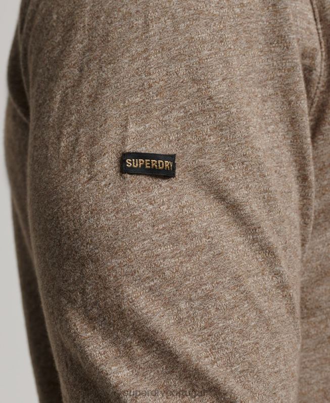top de jérsei de manga comprida homens marrom roupas Superdry 2208H1532