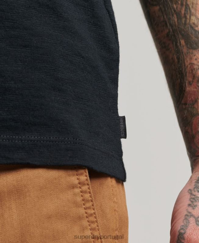 top de jérsei de manga comprida homens preto roupas Superdry 2208H1489