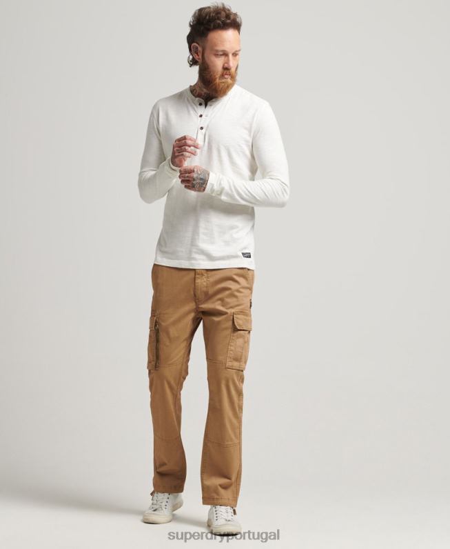 top de manga comprida slub overdyed homens branco roupas Superdry 2208H1531