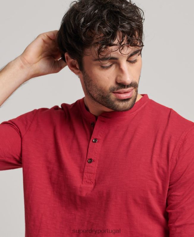 top de manga comprida slub overdyed homens vermelho roupas Superdry 2208H1492