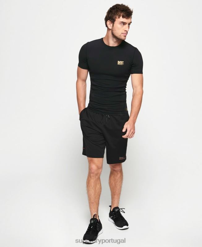 top de manga curta de compressão de desempenho homens preto roupas Superdry 2208H5380