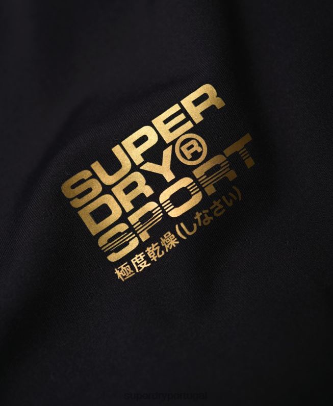 top de manga curta de compressão de desempenho homens preto roupas Superdry 2208H5380