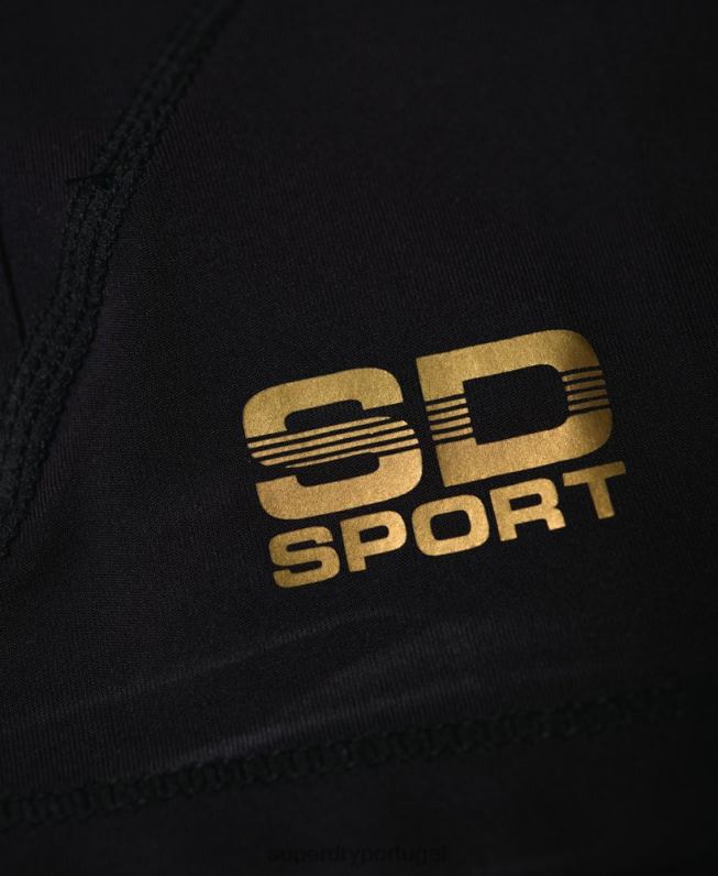 top de manga curta de compressão de desempenho homens preto roupas Superdry 2208H5380