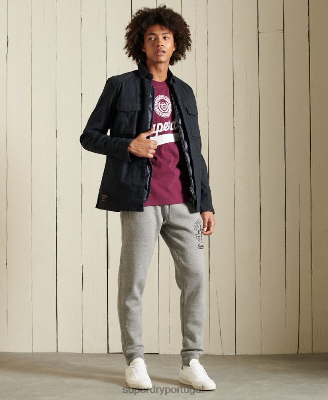 top de manga longa estilo script homens roxo roupas Superdry 2208H1585