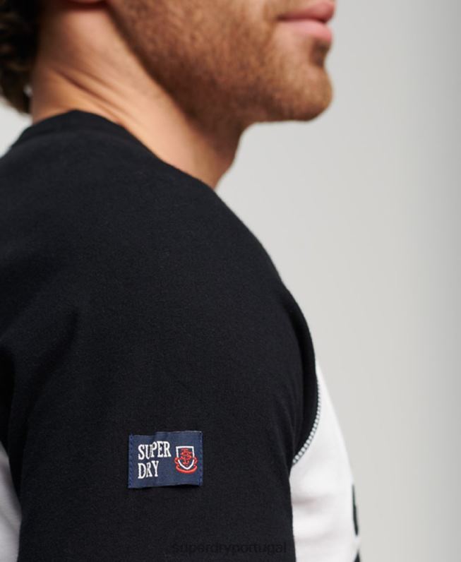 top de manga longa raglã com logo vintage store homens branco roupas Superdry 2208H42