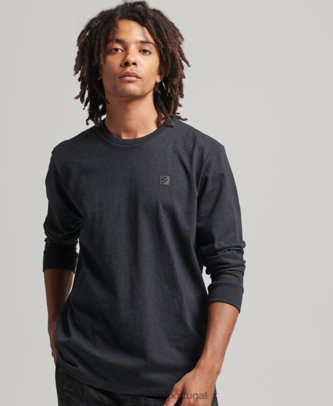 top de manga longa tech homens cinza escuro roupas Superdry 2208H6471