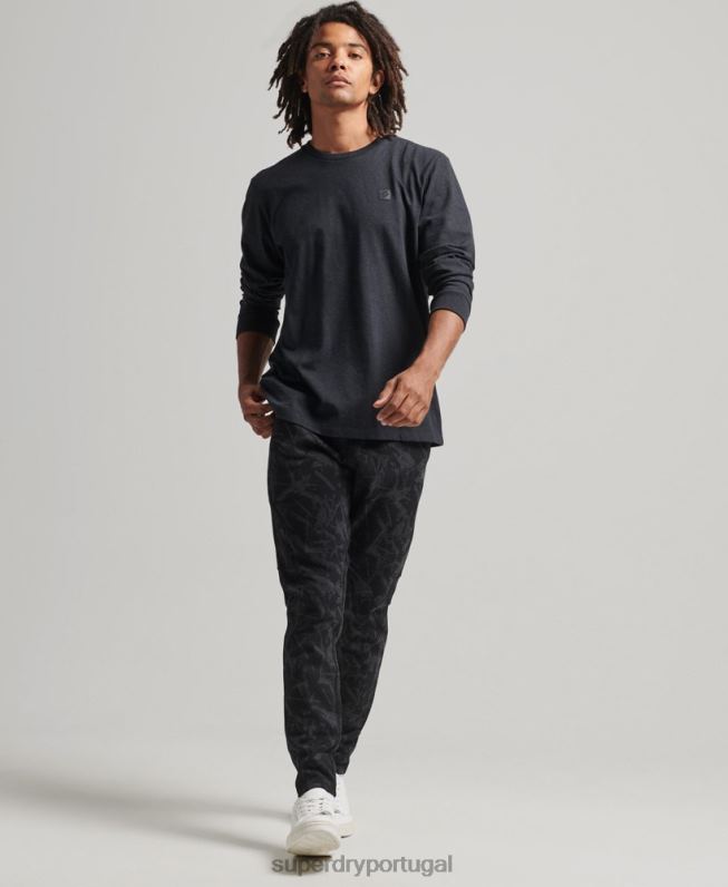 top de manga longa tech homens cinza escuro roupas Superdry 2208H6471