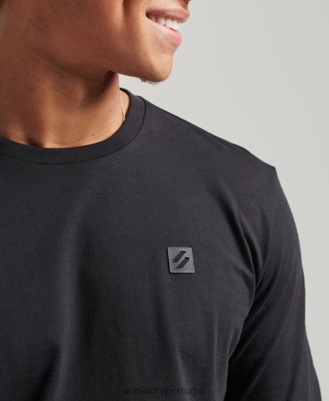 top de manga longa tech homens preto roupas Superdry 2208H6472