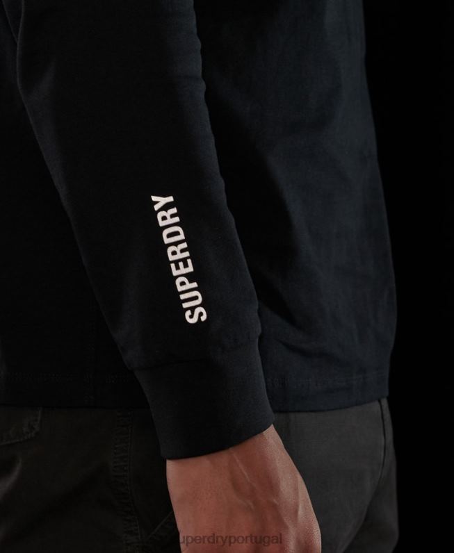 top de manga longa tech homens preto roupas Superdry 2208H6472