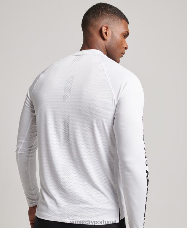 top de pescoço simulado de trem homens branco roupas Superdry 2208H1413