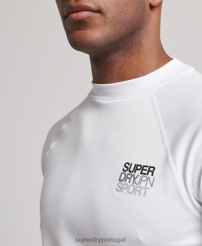 top de pescoço simulado de trem homens branco roupas Superdry 2208H1413