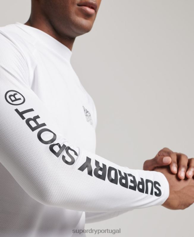 top de pescoço simulado de trem homens branco roupas Superdry 2208H1413