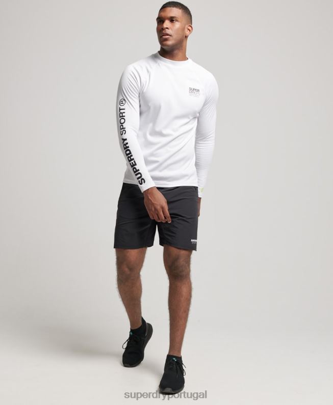 top de pescoço simulado de trem homens branco roupas Superdry 2208H1413