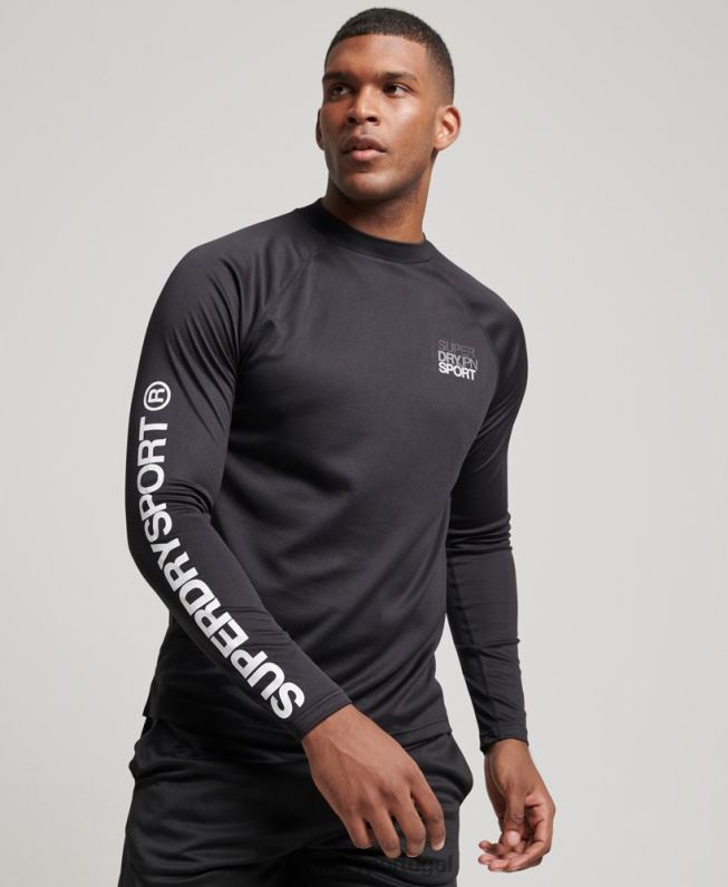 top de pescoço simulado de trem homens preto roupas Superdry 2208H1419