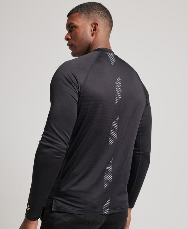 top de pescoço simulado de trem homens preto roupas Superdry 2208H1419