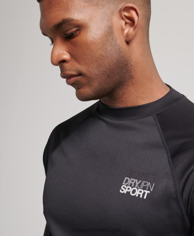 top de pescoço simulado de trem homens preto roupas Superdry 2208H1419