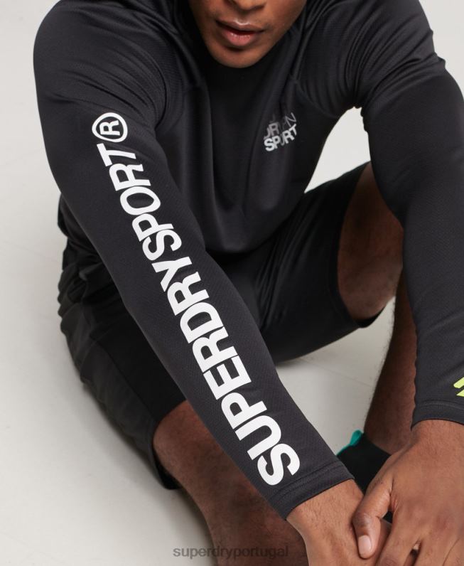 top de pescoço simulado de trem homens preto roupas Superdry 2208H1419