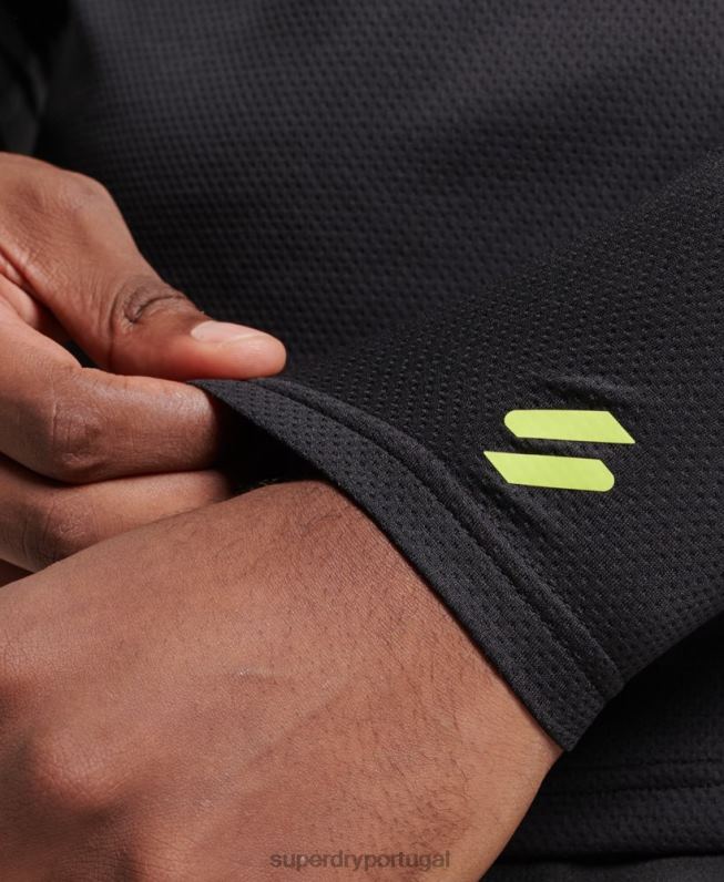 top de pescoço simulado de trem homens preto roupas Superdry 2208H1419