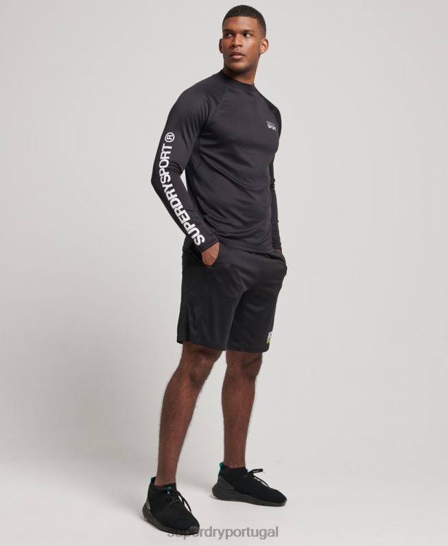 top de pescoço simulado de trem homens preto roupas Superdry 2208H1419