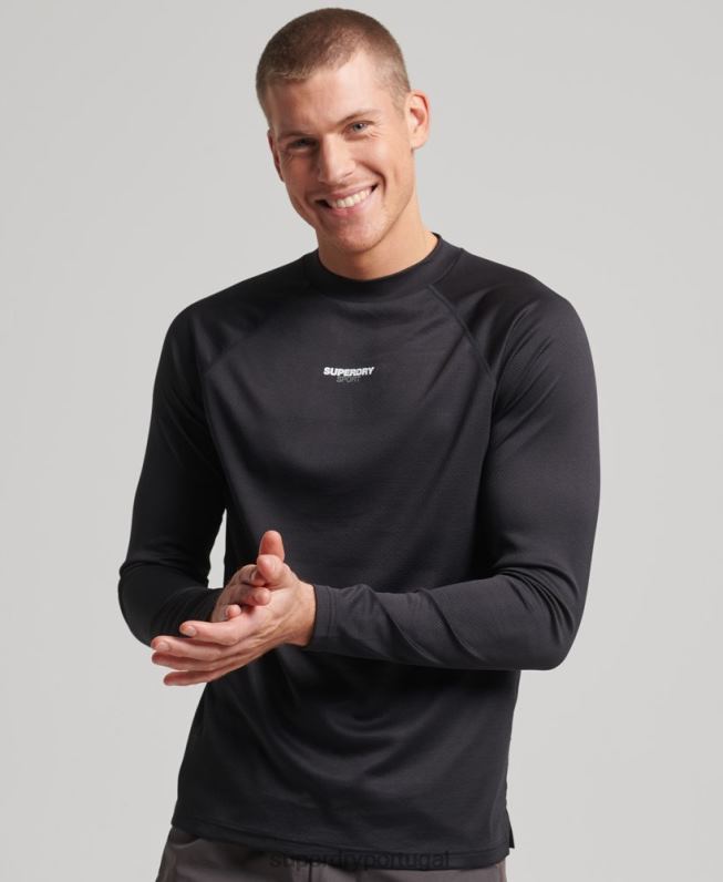 top de pescoço simulado de trem homens preto roupas Superdry 2208H1427