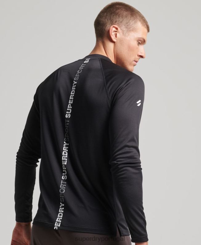 top de pescoço simulado de trem homens preto roupas Superdry 2208H1427