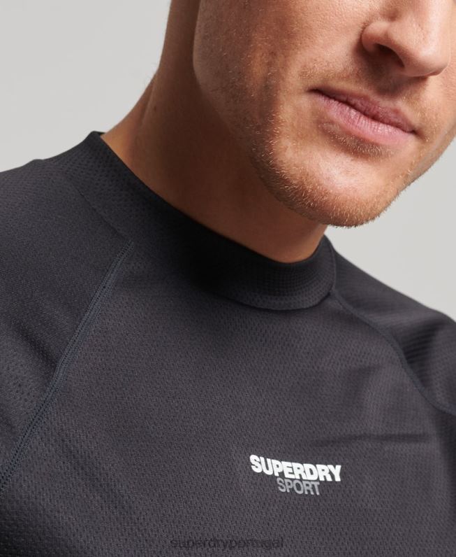 top de pescoço simulado de trem homens preto roupas Superdry 2208H1427