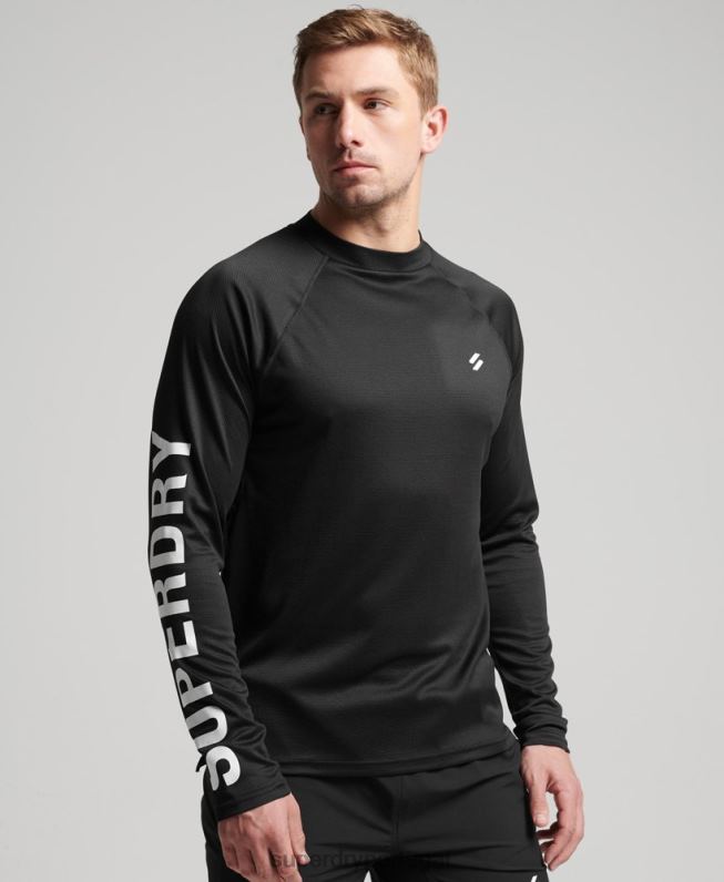 top de pescoço simulado de trem homens preto roupas Superdry 2208H5374