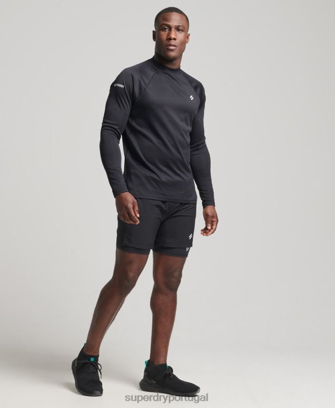 top de pescoço simulado de trem homens preto roupas Superdry 2208H5392