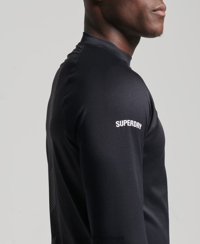 top de pescoço simulado de trem homens preto roupas Superdry 2208H5392