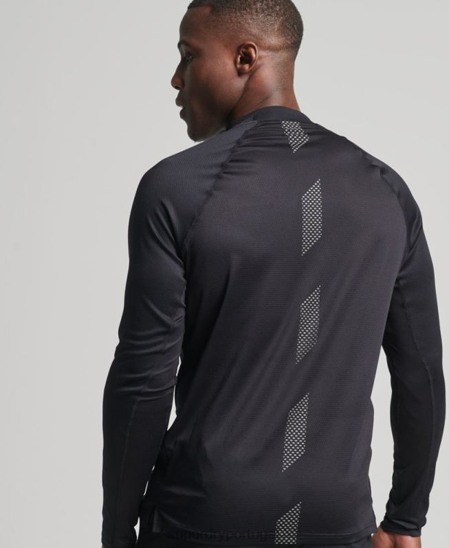 top de pescoço simulado de trem homens preto roupas Superdry 2208H5392