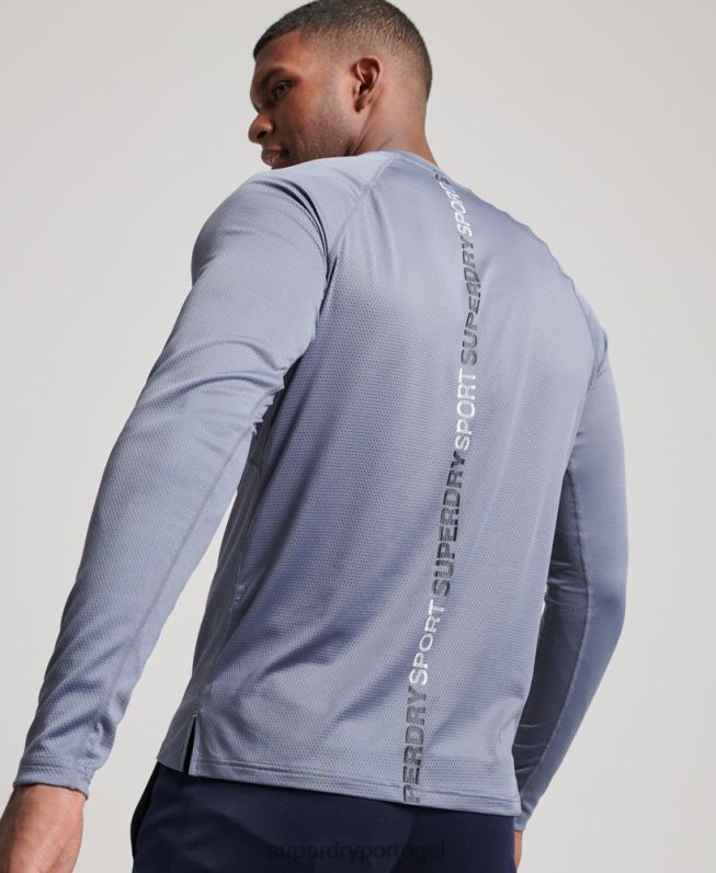 top de pescoço simulado de trem homens roxo roupas Superdry 2208H1407