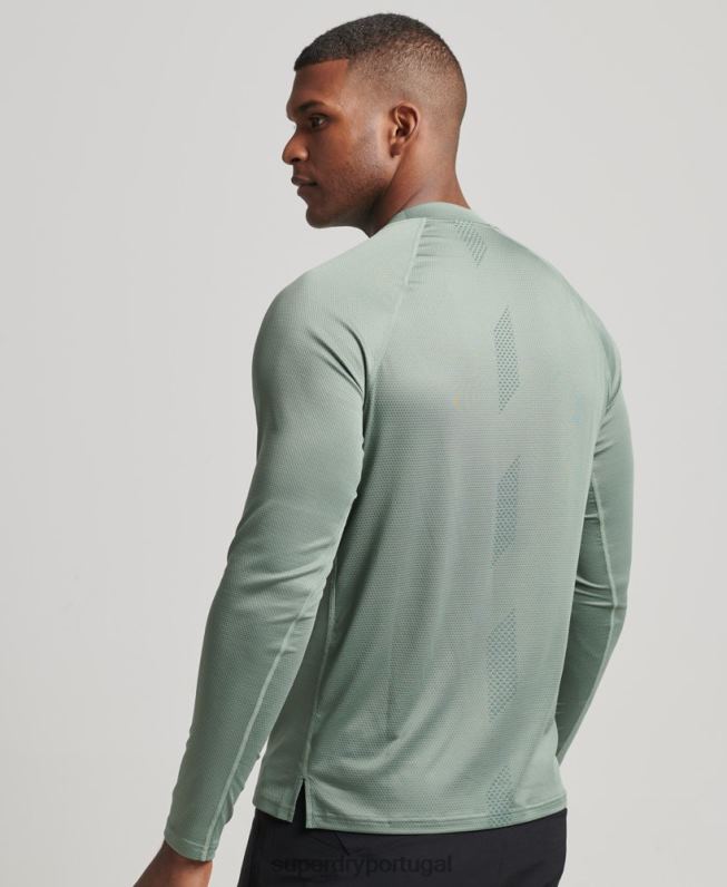 top de pescoço simulado de trem homens verde roupas Superdry 2208H5404