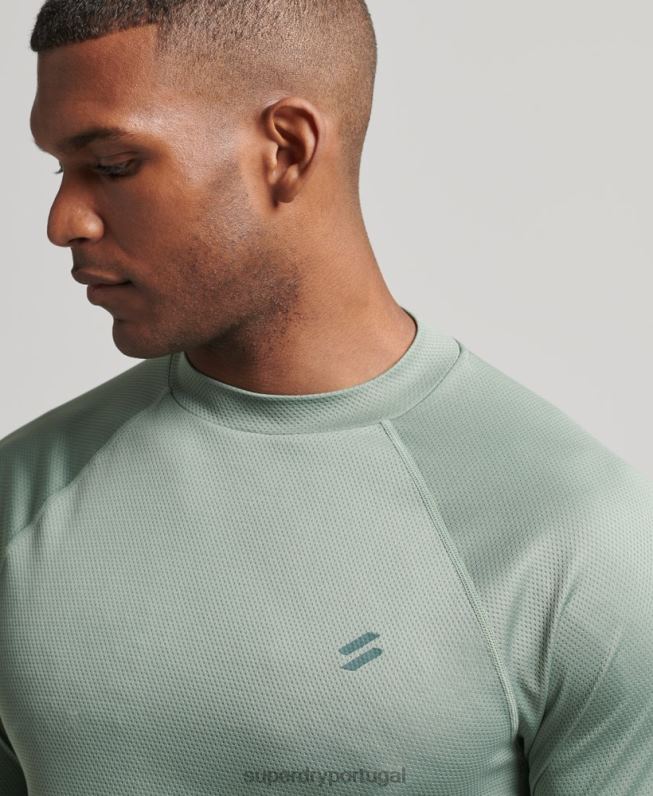 top de pescoço simulado de trem homens verde roupas Superdry 2208H5404