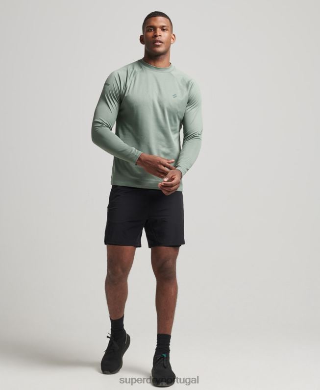 top de pescoço simulado de trem homens verde roupas Superdry 2208H5404