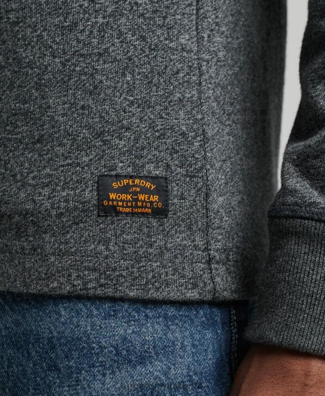 top henley de manga longa de algodão orgânico homens cinza escuro roupas Superdry 2208H6458