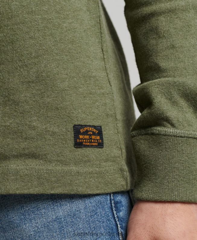 top henley de manga longa de algodão orgânico homens verde roupas Superdry 2208H6428