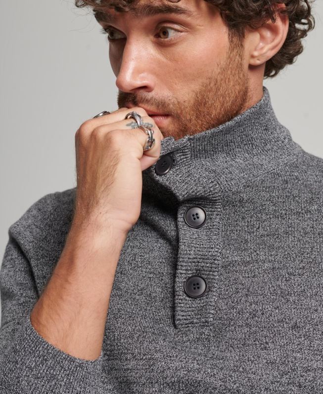 top henley essencial de algodão orgânico homens cinza roupas Superdry 2208H1512