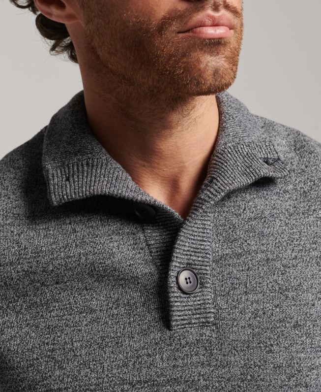 top henley essencial de algodão orgânico homens cinza roupas Superdry 2208H1512