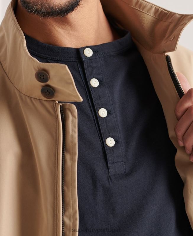 top henley essencial leve de algodão orgânico homens marinha roupas Superdry 2208H6489