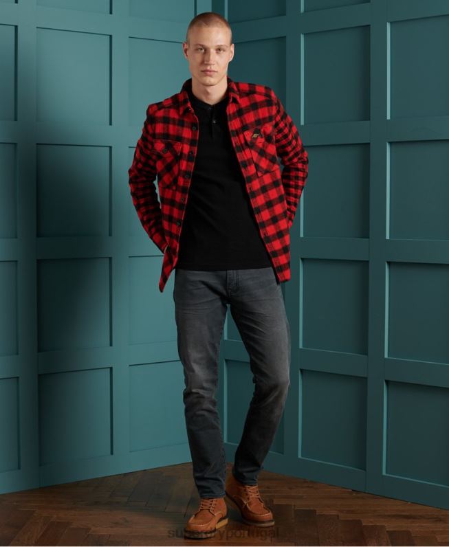 top henley micro textura homens preto roupas Superdry 2208H1588