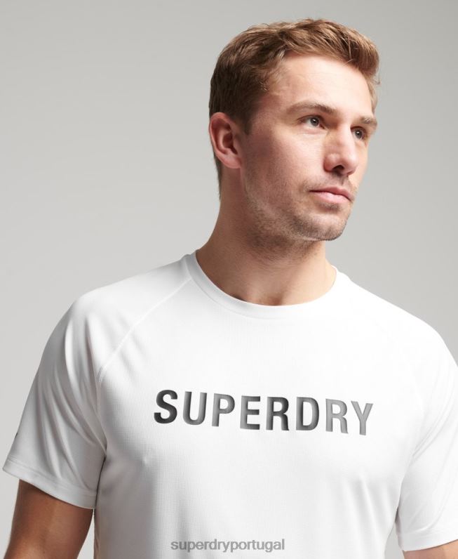 train active logo camiseta manga curta homens branco roupas Superdry 2208H1422