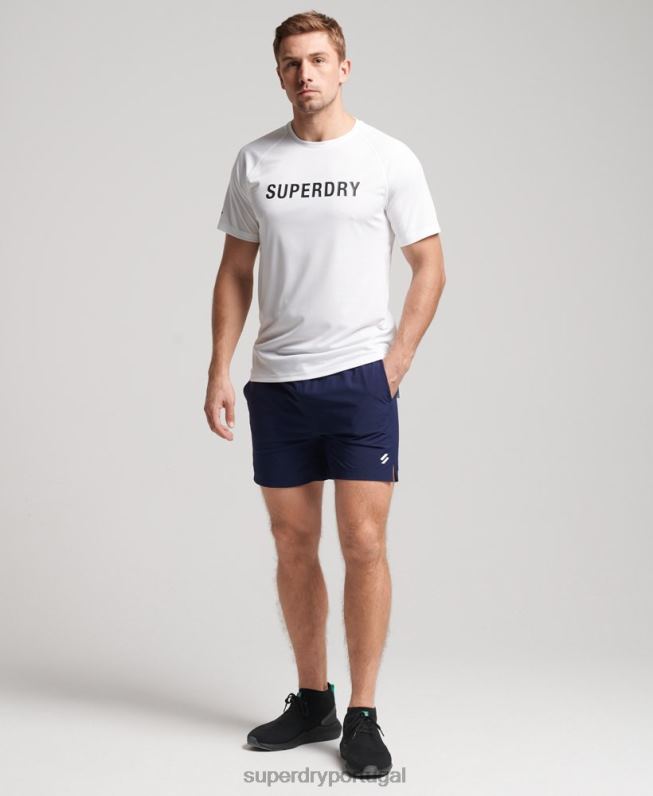 train active logo camiseta manga curta homens branco roupas Superdry 2208H1422