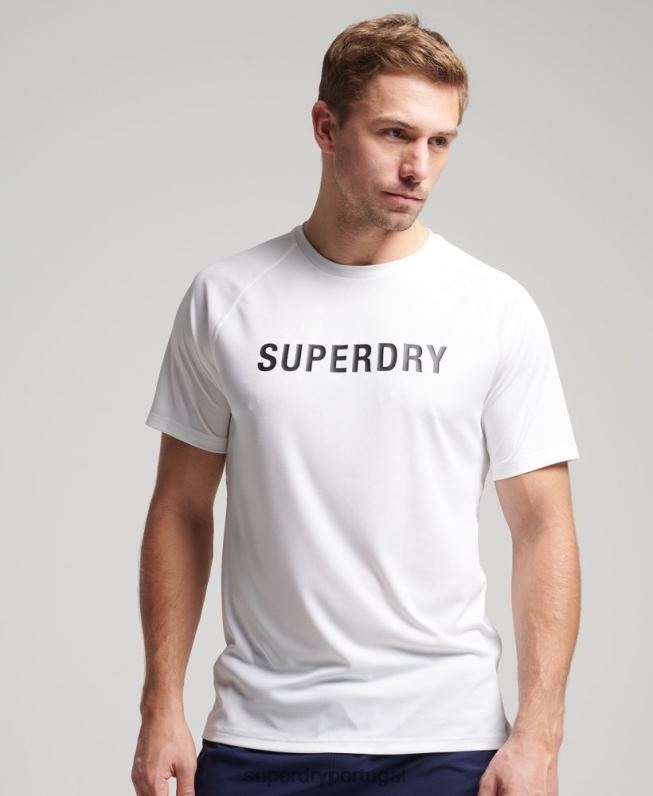 train active logo camiseta manga curta homens branco roupas Superdry 2208H1422