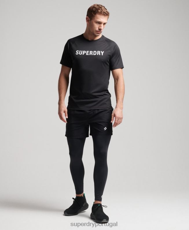 train active logo camiseta manga curta homens preto roupas Superdry 2208H1430